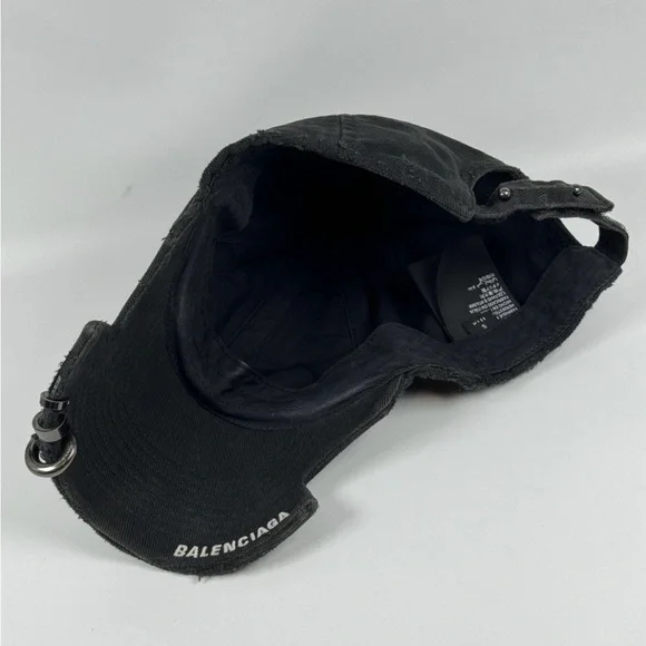 Balenciaga SS23 Black Piercing Distressed Cap - Picture 6 of 10